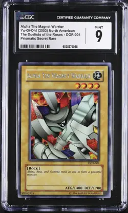 2003 Yu-Gi-Oh! Alpha the Magnet Warrior DOR Limited Edition Secret Rare CGC 9 - Image 1