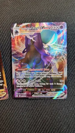 Pokemon TCG Sword & Shield Full Art Foil Shadow Rider Calyrex VMAX Lot 2 Cards - Image 2
