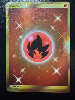 Pokemon Card Fire Energy 167/147 Burning Shadows Gold Secret Rare Energy LP+ - Image 1