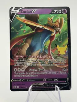 Pokemon TCG Zacian v Celebrations Holo Ultra Rare Card 016/025 - Image 1