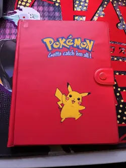 Vintage 1999 Pokemon Pikachu Red Binder TCG Album 30 Page Card Holder - Image 1