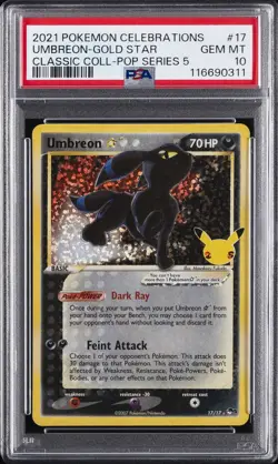 2021 POKEMON CELEBRATIONS CLASSIC COLL #17 UMBREON-GOLD STAR PSA 10 - Image 1