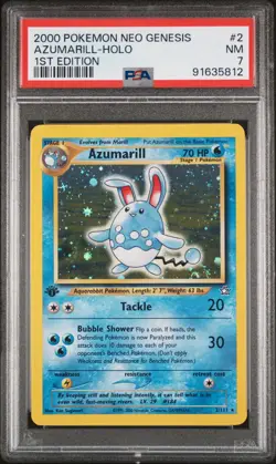 2000 Pokemon Neo Genesis Azumarill Holo 1st Edition PSA 7 - Image 1