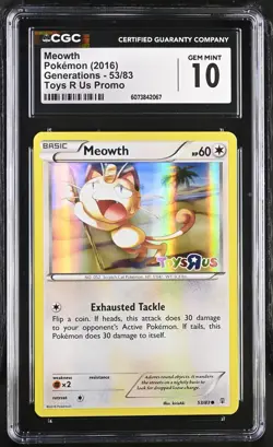 Meowth 53/83 2016 Toys R Us Promo Holo Stamped 2016 Pokemon TCG CGC 10 - Image 1
