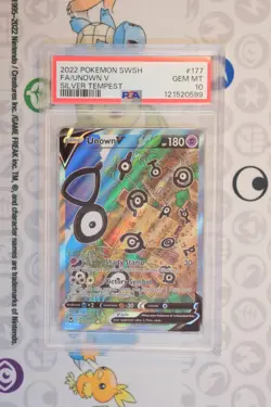 2022 POKEMON SWORD & SHIELD SILVER TEMPEST #177 FULL ART/UNOWN V PSA 10 - Image 1