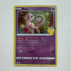 Pokemon Mew Holo Rare 011/025 Celebrations 60HP Mysterious Tail Psyshot Card - Image 1