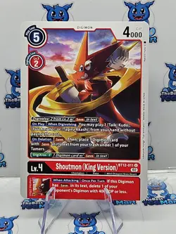 Digimon Card Game Shoutmon (King Version) BT12-011 U NM - Image 1