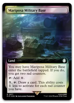 Mariposa Military Base (Extended Art) (Surge Foil) #971 NM Fallout PIP Magic MTG - Image 1