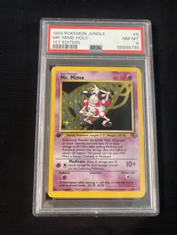 Pokemon 1999 Jungle Mr. Mime 1st Edition Holo Rare PSA 8 #6/64 English - Image 1