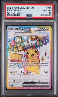 Pokemon TCG - Pikachu ex 219/191 Ultra Rare Surging Sparks | PSA 10 Gem Mint - Image 1