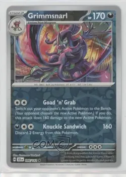 Grimmsnarl Reverse Foil Pokemon SV07: Stellar Crown #096 - Image 1