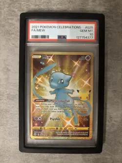 2021 Pokemon Celebrations Mew #025/025 Secret Rare Holo Full Art PSA 10 & Guard - Image 1