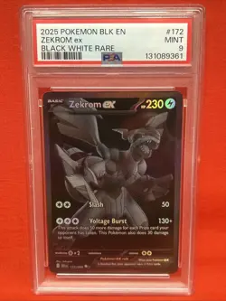 Pokemon Zekrom ex 172/086 Secret Rare Full Art PSA 9 Mint 2025 Holo - Image 1