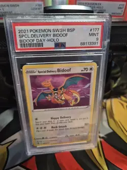 Pokemon Center Special Delivery Bidoof Charizard Promo Holo SWSH177 PSA 9 SWIRLS - Image 1