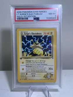 2000 Pokemon Gym Heroes Lt Surge's Electabuzz Holo 1st Edition 6/132 PSA 8 NM-MT - Image 1