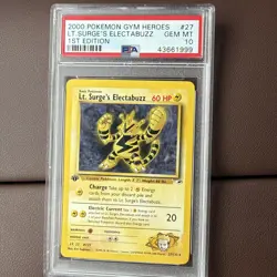 2000 Pokemon Gym Heroes #27 Lt Surge’s Electabuzz First Edition Psa 10 - Image 1
