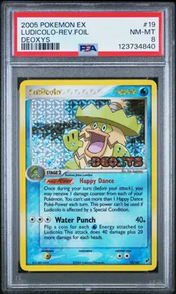 2005 POKEMON EX DEOXYS #19 LUDICOLO-REVERSE FOIL PSA 8 - Image 1