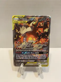 Pokemon Reshiram & Charizard GX SM201 TAG TEAM Full Art Promo Holo English - Image 1
