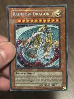 Yugioh Rainbow Dragon TAEV-EN006 Secret Rare 1st Edition LP Holo Bleed - Image 2