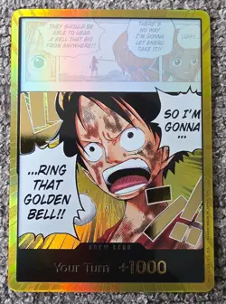 One Piece TCG GOLD Don!! Ring That Golden Bell Gold Foil Monkey D. Luffy OP15 - Image 1
