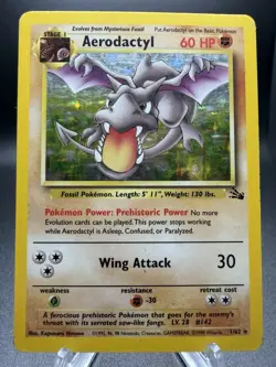 Pokemon TCG Aerodactyl Fossil Holo Card 1/62 Unlimited Rare MP - Image 1