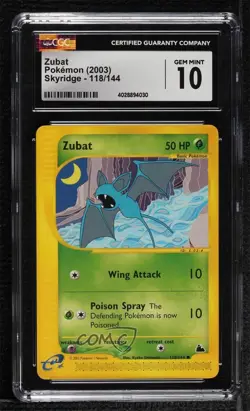 Zubat Pokemon e-Card Series Skyridge CGC 10 Gem Mint 2003 - Image 1