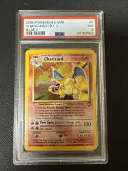 2000 Pokemon Charizard Holo #4 Base Set 2 English Near Mint PSA 7 Graded Vintage - Image 1