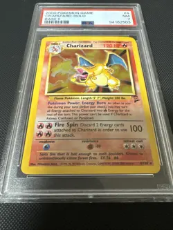 2000 Pokemon Charizard Holo #4 Base Set 2 English Near Mint PSA 7 Graded Vintage - Image 2