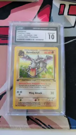 Aerodactyl 1999 Pokemon Fossil 1st Edition Prerelease Cosmos Holo CGC 10 - Image 1