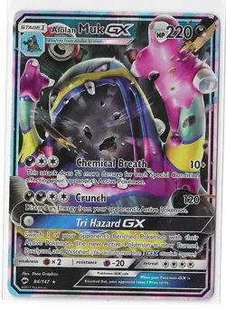Alolan Muk GX 84/147 Burning Shadows Sun & Moon Ultra Rare Pokemon TCG Card NM - Image 1