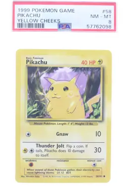 PSA 8 NEAR MINT MINT 1999 Pokemon Game Base #58 Pikachu Yellow Cheeks !!! - Image 1