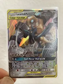 Pokemon TCG Lucario Melmetal GX Card Unbroken Bonds Full Art MP 120/214 - Image 2