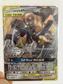 Pokemon TCG Lucario Melmetal GX Card Unbroken Bonds Full Art MP 120/214 - Image 3