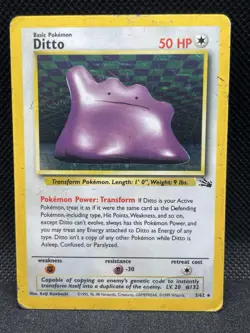 Pokemon TCG Ditto 3/62 Fossil Holo Rare 50 HP Basic Unlimited 1999 - Image 1