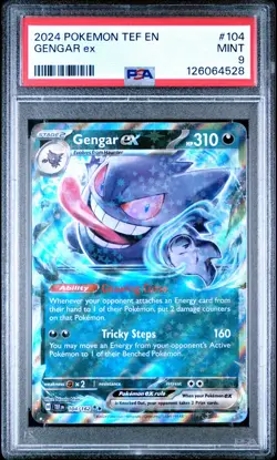 2024 POKEMON TEF EN-TEMPORAL FORCES #104 GENGAR EX PSA 9 - Image 1
