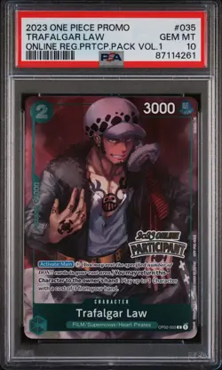 Trafalgar Law (Online Regional 2023) [Participant] OP02-035 One Piece PSA 10 - Image 1