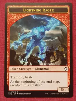 Magic The Gathering COMMANDER ANTHOLOGY 2 CM2 LIGHTNING RAGER TOKEN card MTG - Image 1
