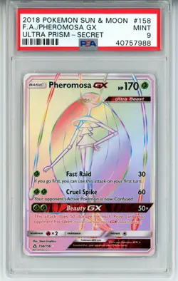 POKEMON ULTRA PRISM PHEROMOSA GX #158 SECRET RARE HOLO FOIL PSA 9 MINT #40757988 - Image 1