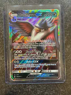 2019 Pokemon Unbroken Bonds Honchkrow GX Full Art Holo Rare - Image 1