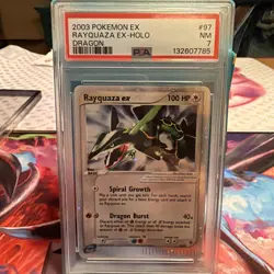 2003 POKEMON EX DRAGON #97 RAYQUAZA EX-HOLO PSA 7 NEW CERT - Image 1