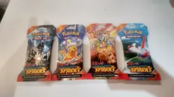 Pokemon SURGING SPARKS Sleeved Booster Pack X4 (Full Art Set) NEW - Image 1