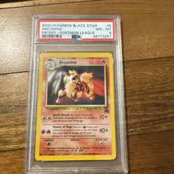 2000 POKEMON PROMO BLACK STAR POKEMON LEAGUE #6 ARCANINE PSA 8 - Image 1