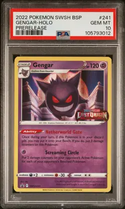 Pokemon Gengar Lost Origin Prerelease Holo Promo SWSH241 PSA 10 Gem Mint - Image 1