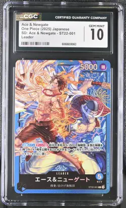 CGC GEM MINT 10 Ace & Newgate ST22-001 EX - ONE PIECE Card Japanese - Image 1