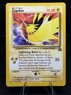 Pokemon Zapdos Wotc Black Star Promo 23/53 Basic 70 HP Regular English Card - Image 1