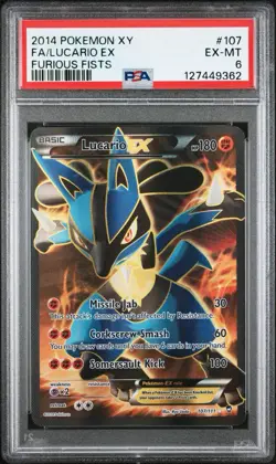 Lucario EX (107 Full Art) 107/111 XY - Furious Fists Holo PSA 6 Pokemon - Image 1