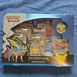 Pokemon TCG Celebrations Deluxe Pin Collection Box Pikachu Zacian - Image 1
