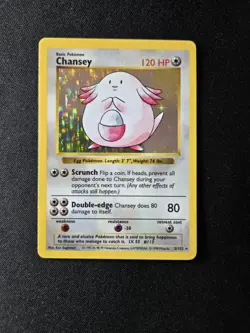 Pokemon Chansey 3/102 Base Set Shadowless Holo LP - Image 1