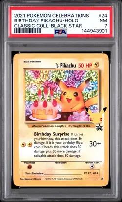 Birthday Pikachu Holo 24 Celebrations Classic Collection Pokemon PSA 7 *901 - Image 1