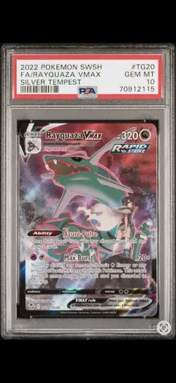 Pokemon 2022 Rayquaza VMAX TG20 Full Art Silver Tempest GEM MINT PSA 10 - Image 1